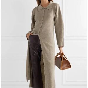 Nanushka Beige Long Button-Front Knit Dress